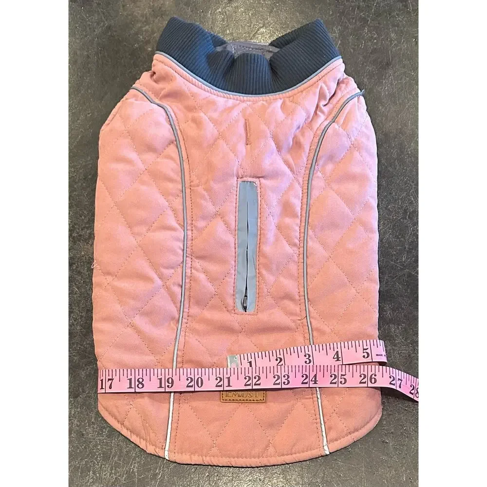 New Emust Quilted Winter Dog Coat -Pink/Gray - Size Medium